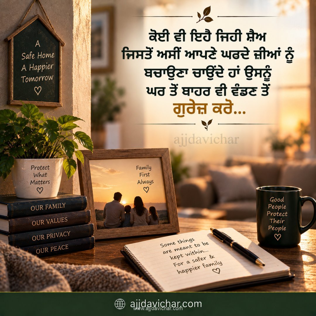 ਕੋਈ ਵੀ ਇਹੋ ਜਿਹੀ ਸ਼ੈਅ ਜਿਸਤੋਂ ਅਸੀਂ ਆਪਣੇ ਘਰਦੇ ਜੀਆਂ ਨੂੰ ਬਚਾਉਣਾ ਚਾਉਂਦੇ ਹਾਂ ਉਸਨੂੰ ਘਰ ਤੋਂ ਬਾਹਰ ਵੀ ਵੰਡਣ ਤੋਂ ਗੁਰੇਜ਼ ਕਰੋ...